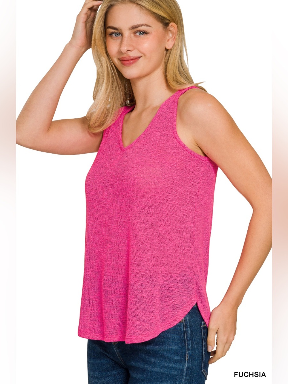Zenana V NECK SLUB HACCI CAMI TOP